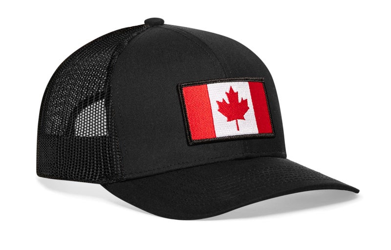 HAKA Canada Flag Black Trucker Hat â€“ Canada Mesh Snapback Cap for Men, & Women Golf Baseball Dad Hat - Image 1